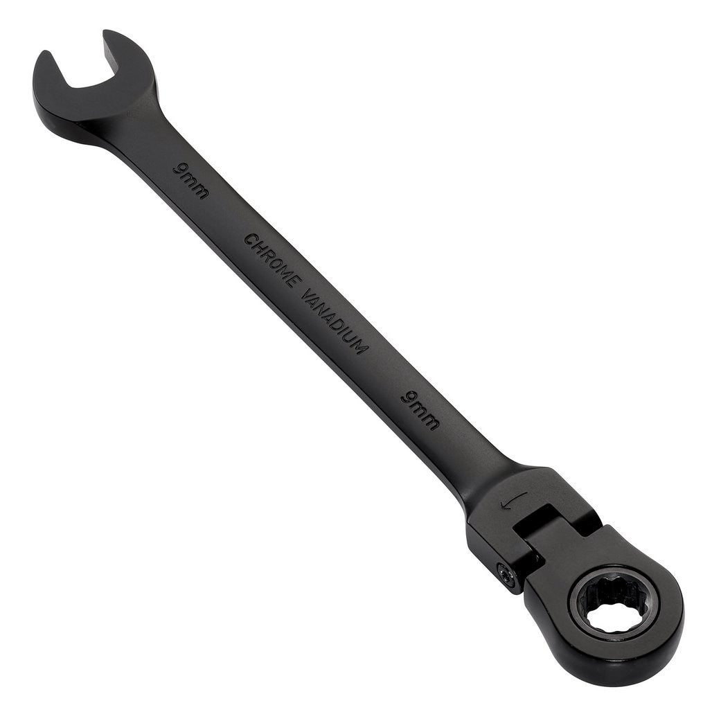 Draper Expert HI-TORQ® Metric Flexible Head Ratchet Combination Spanner, 9mm, Black  03915