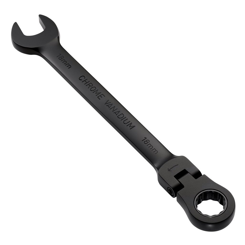 Draper Expert HI-TORQ® Metric Flexible Head Ratchet Combination Spanner, 18mm, Black  03925