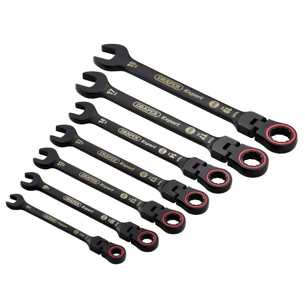 Draper Expert HI-TORQ® Metric Flexible Head Ratchet Combination Spanner Set (7 Piece)  03927