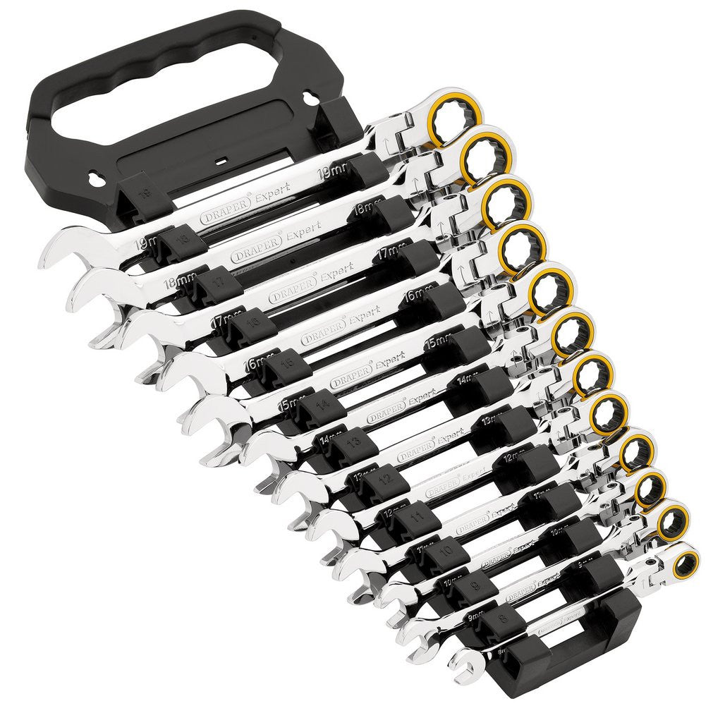 Draper Expert HI-TORQ® Metric Flexible Head Ratchet Combination Spanner Set (12 Piece)  03932