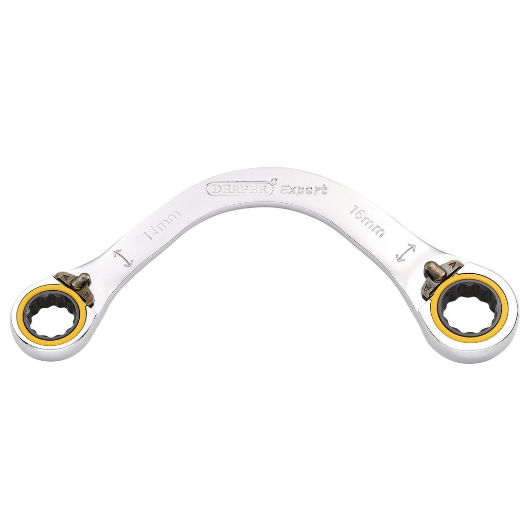 Draper Expert HI-TORQ® Double Ring Ratchet Half Moon Spanner, 14 x 16mm  03935