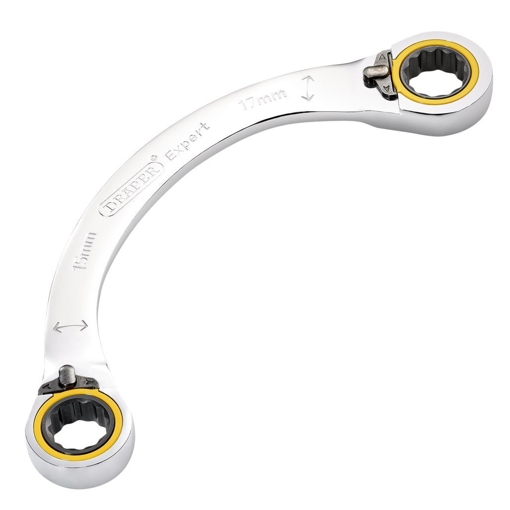 Draper Expert HI-TORQ® Double Ring Ratchet Half Moon Spanner, 15 x 17mm  03936