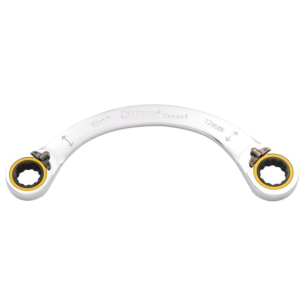 Draper Expert HI-TORQ® Double Ring Ratchet Half Moon Spanner, 15 x 17mm  03936