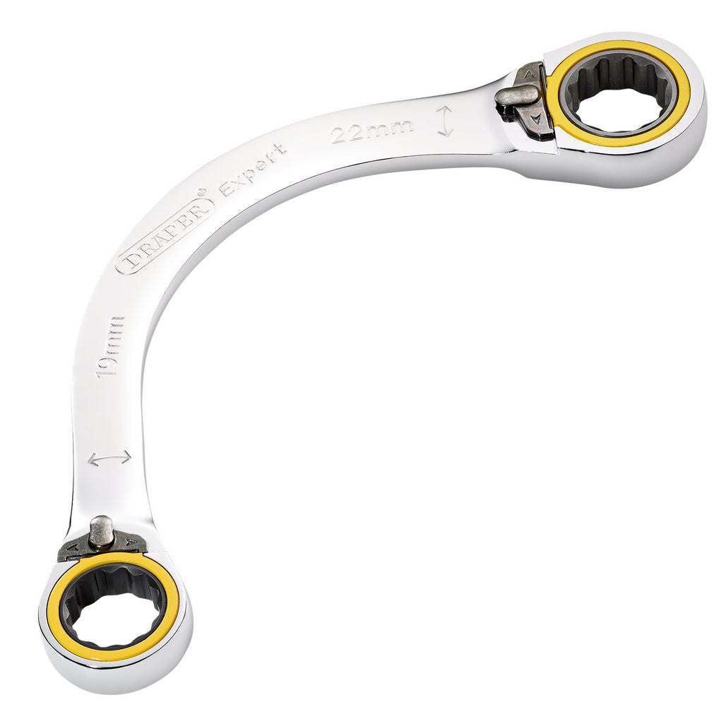 Draper Expert HI-TORQ® Double Ring Ratchet Half Moon Spanner, 19 x 22mm  03937