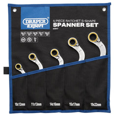 Draper Expert HI-TORQ® Double Ring Reversible Ratchet S-Shape Spanner Set (5 Piece)  03947
