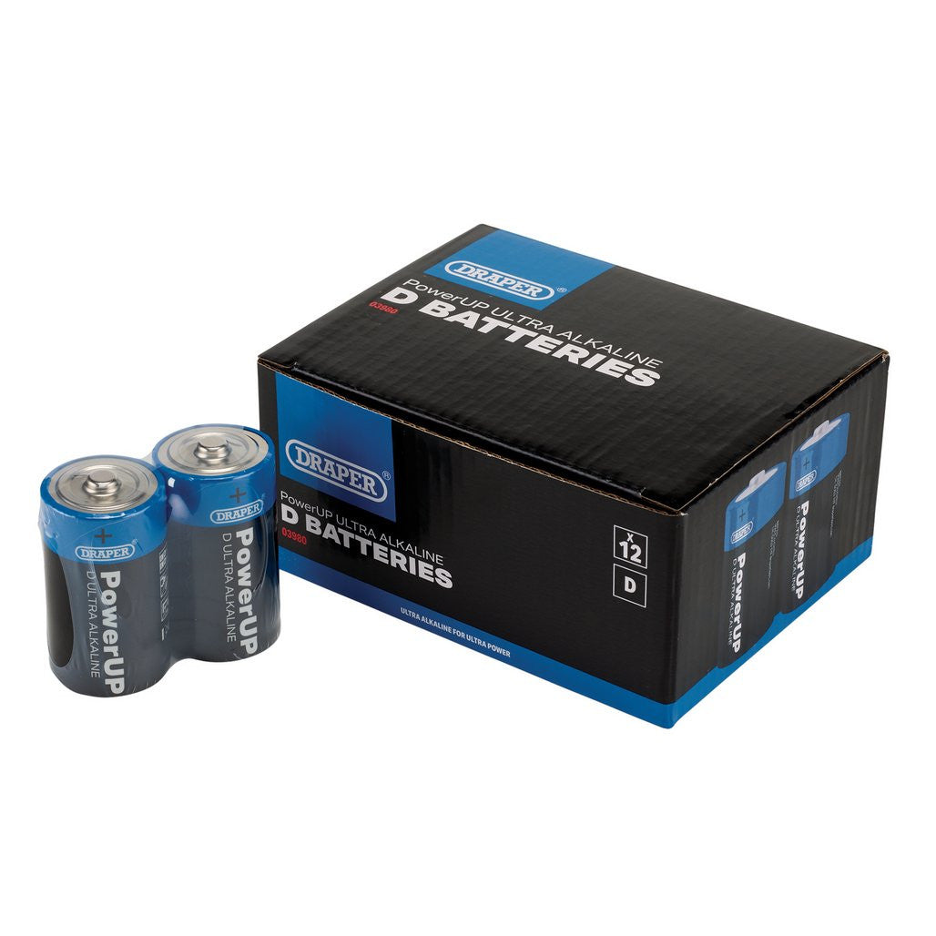 Draper Draper PowerUP Ultra Alkaline D Batteries (Pack of 12)