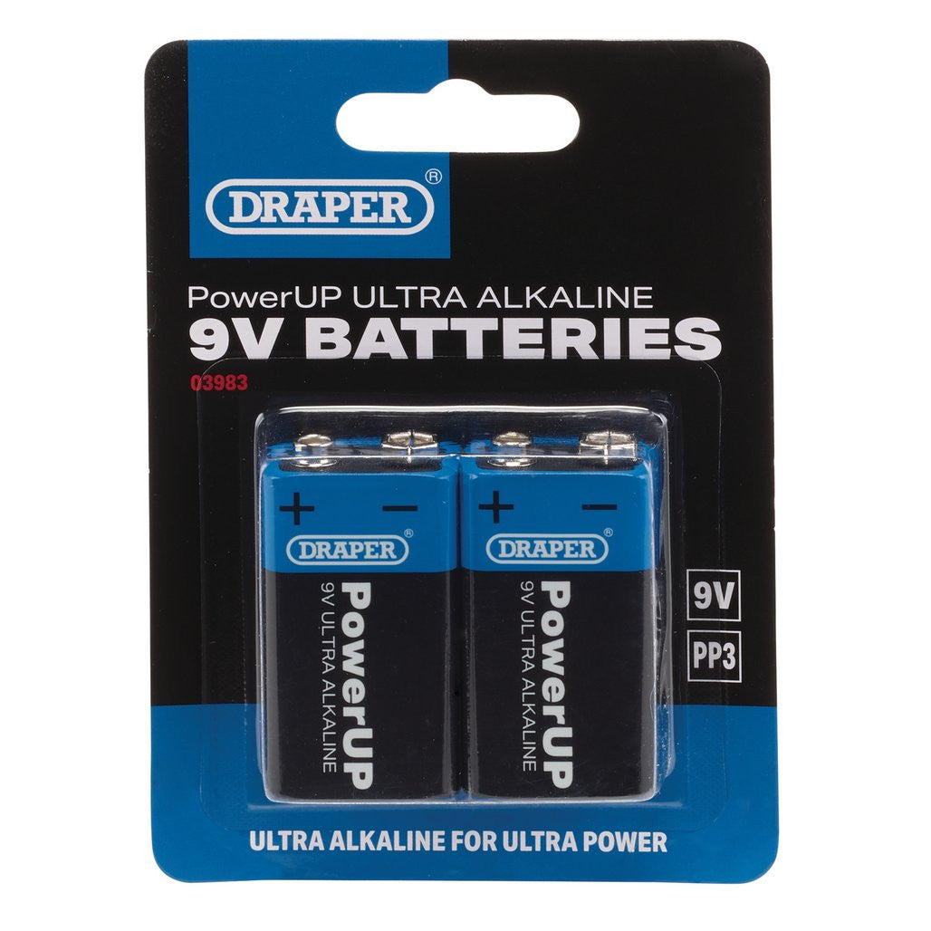 Draper Draper PowerUP Ultra Alkaline 9V Batteries (Pack of 2)