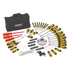 Draper Screwdriver and Bit Set with Soft Storage Bag, Yellow (100 Piece)   03992