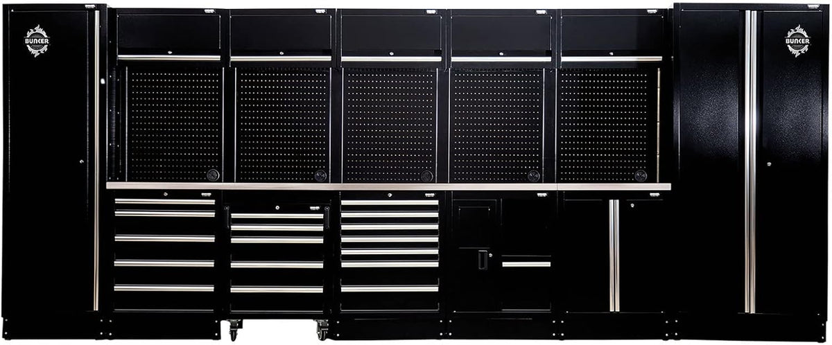 BUNKER 25 Piece Modular Storage Combo with Sink and Stainless Steel Worktop 4915mm 04391