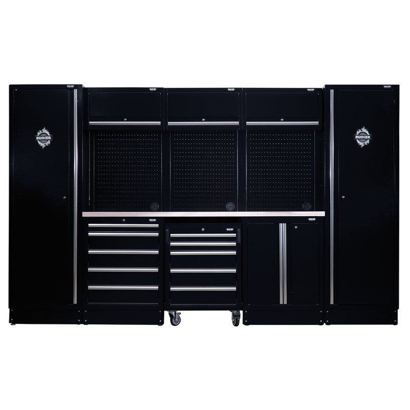 BUNKER 16 Piece Modular Storage Combo with Stainless Steel Worktop 3240mm 04402