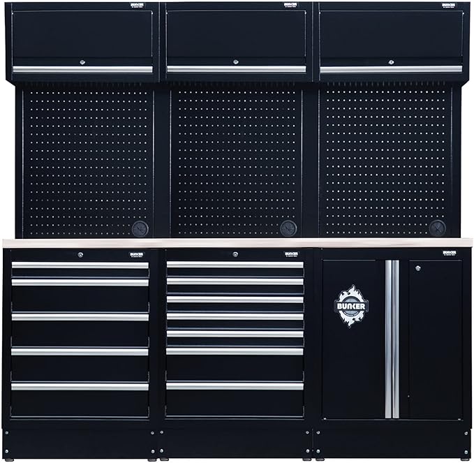 BUNKER 14 Piece Modular Storage Combo with Stainless Steel Worktop 2040mm 04415