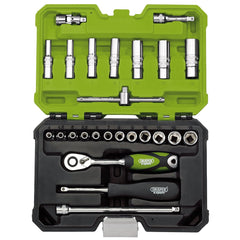 Draper Expert Metric Socket Set, 1/4" Sq. Dr., Green (25 Piece)  04463