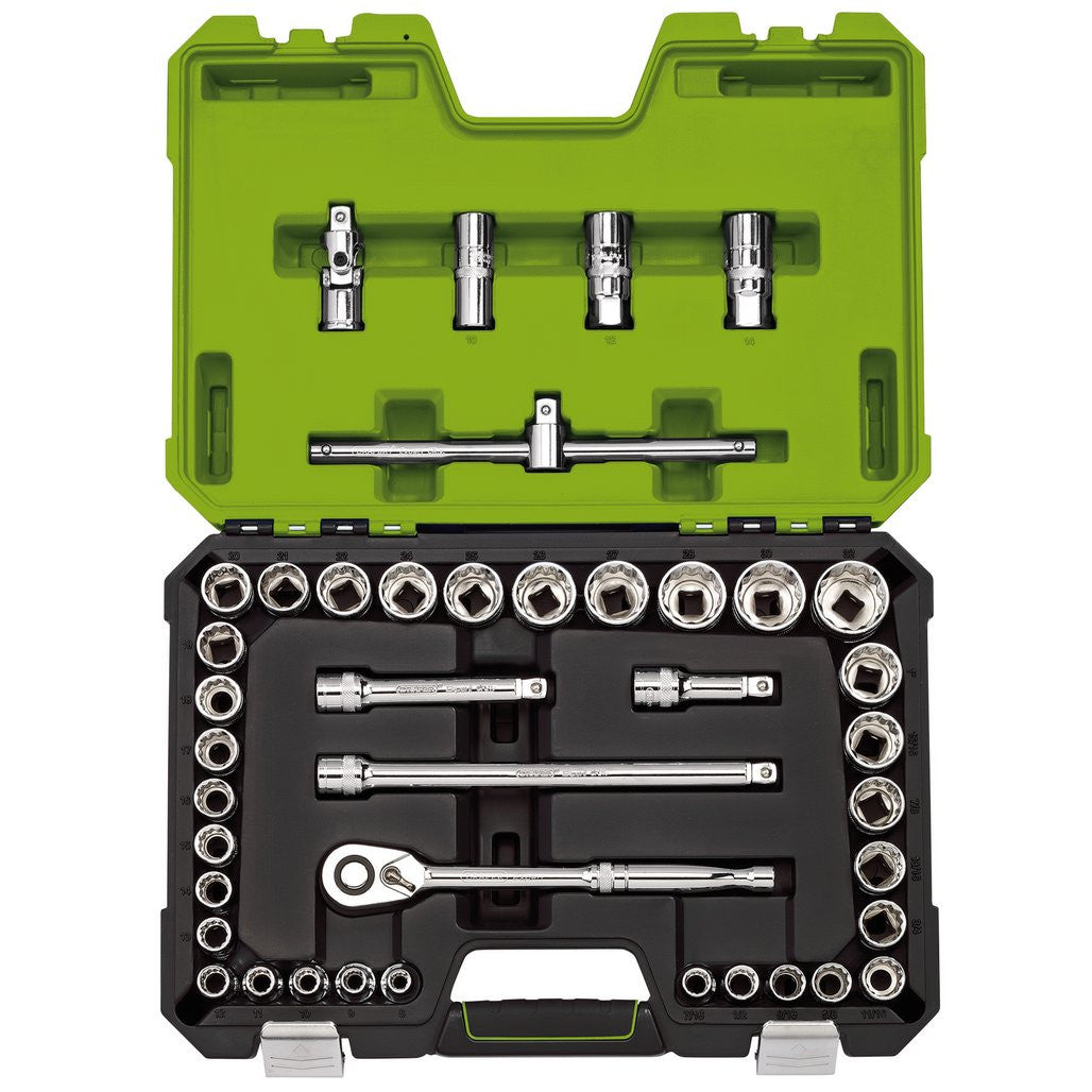 Draper Expert MM/AF Combined Socket Set, 1/2" Sq. Dr., Green (41 Piece)  04465