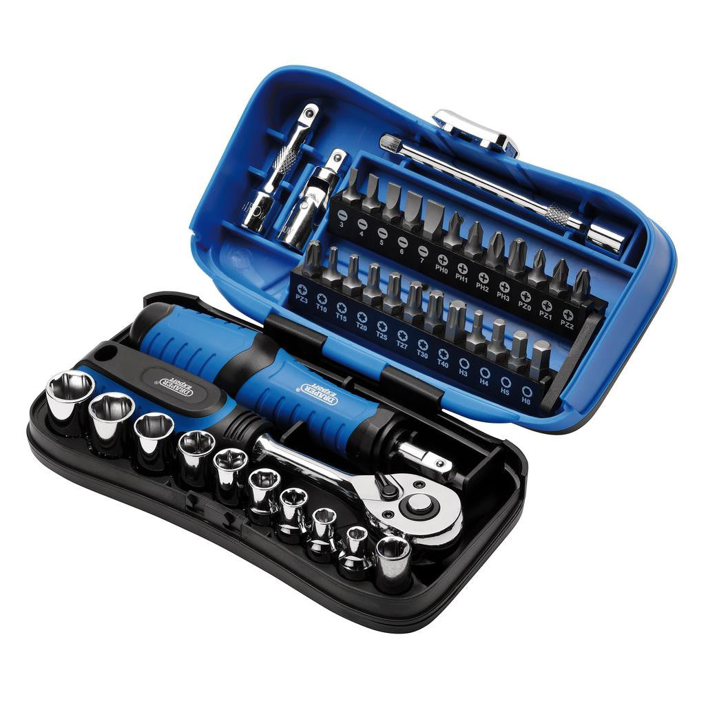 Draper Expert Socket and Bit Set, 1/4" Sq. Dr. (39 Piece)  04713