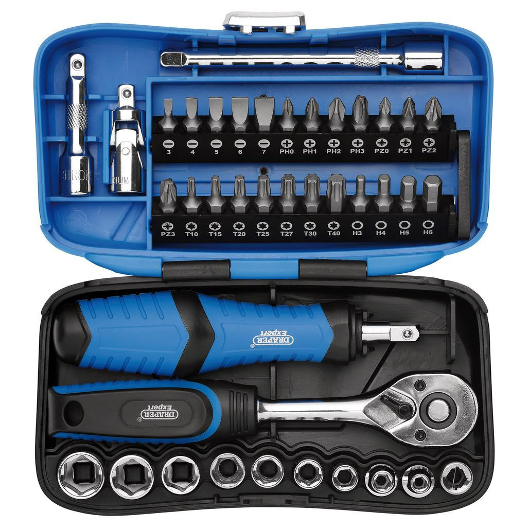 Draper Expert Socket and Bit Set, 1/4" Sq. Dr. (39 Piece)  04713
