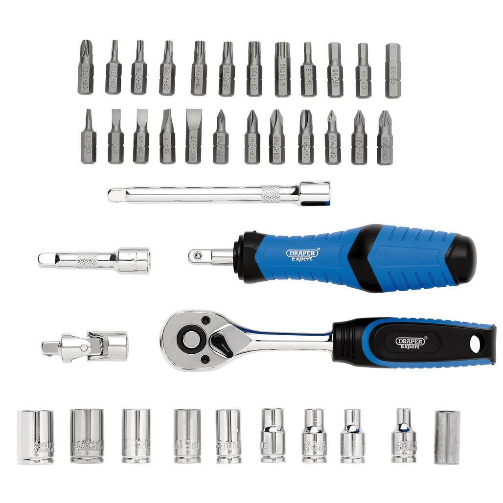 Draper Expert Socket and Bit Set, 1/4" Sq. Dr. (39 Piece)  04713