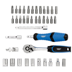 Draper Expert Socket and Bit Set, 1/4" Sq. Dr. (39 Piece)  04713