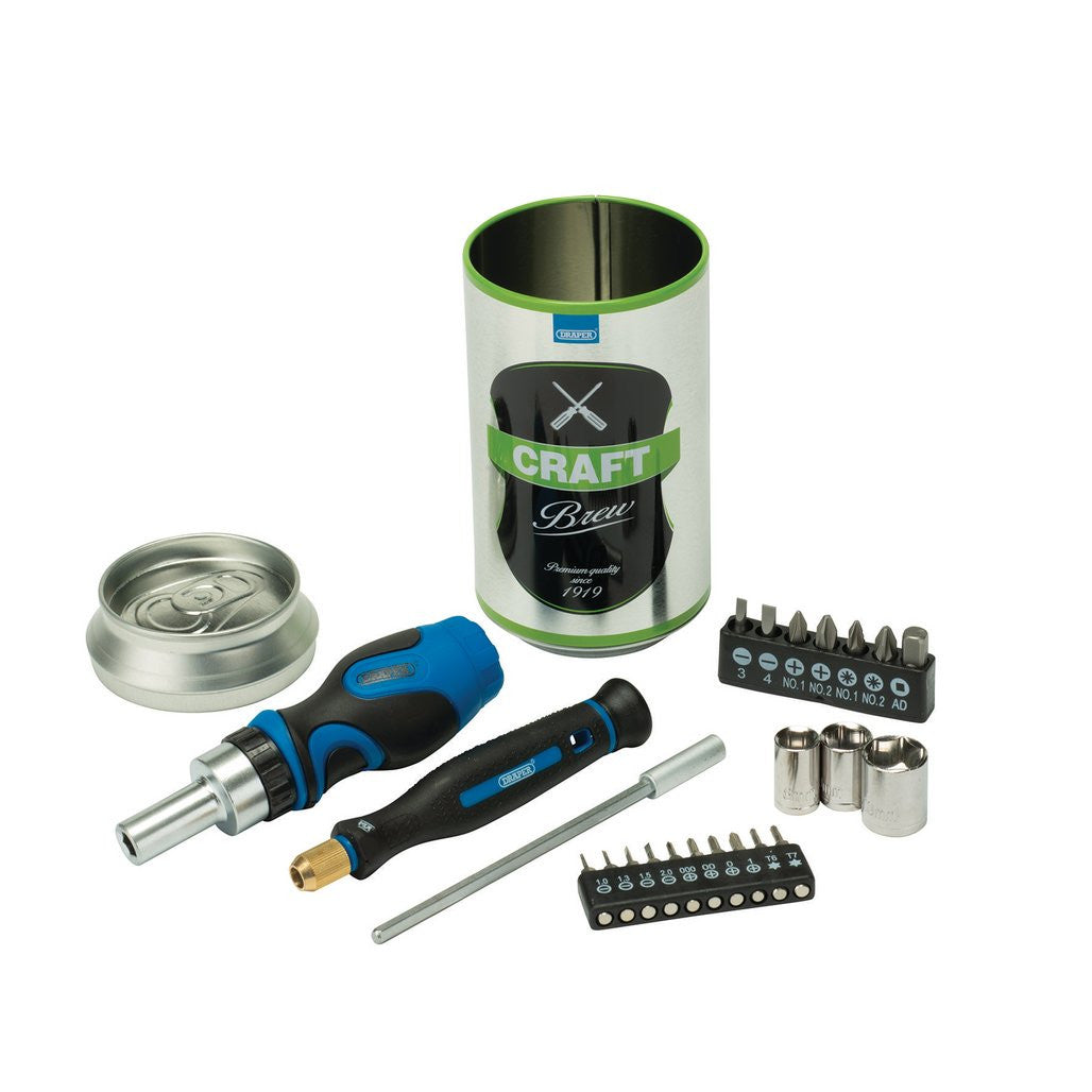 Draper Stubby Ratchet Screwdriver and Bit Set, Special Edition - Craft Brew (23 Piece)  04775