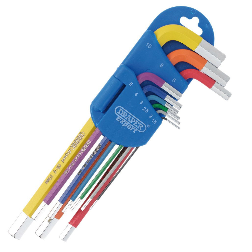 Draper Expert Metric Long Arm Hex Key Set, Colour Coded (9 Piece)  04905