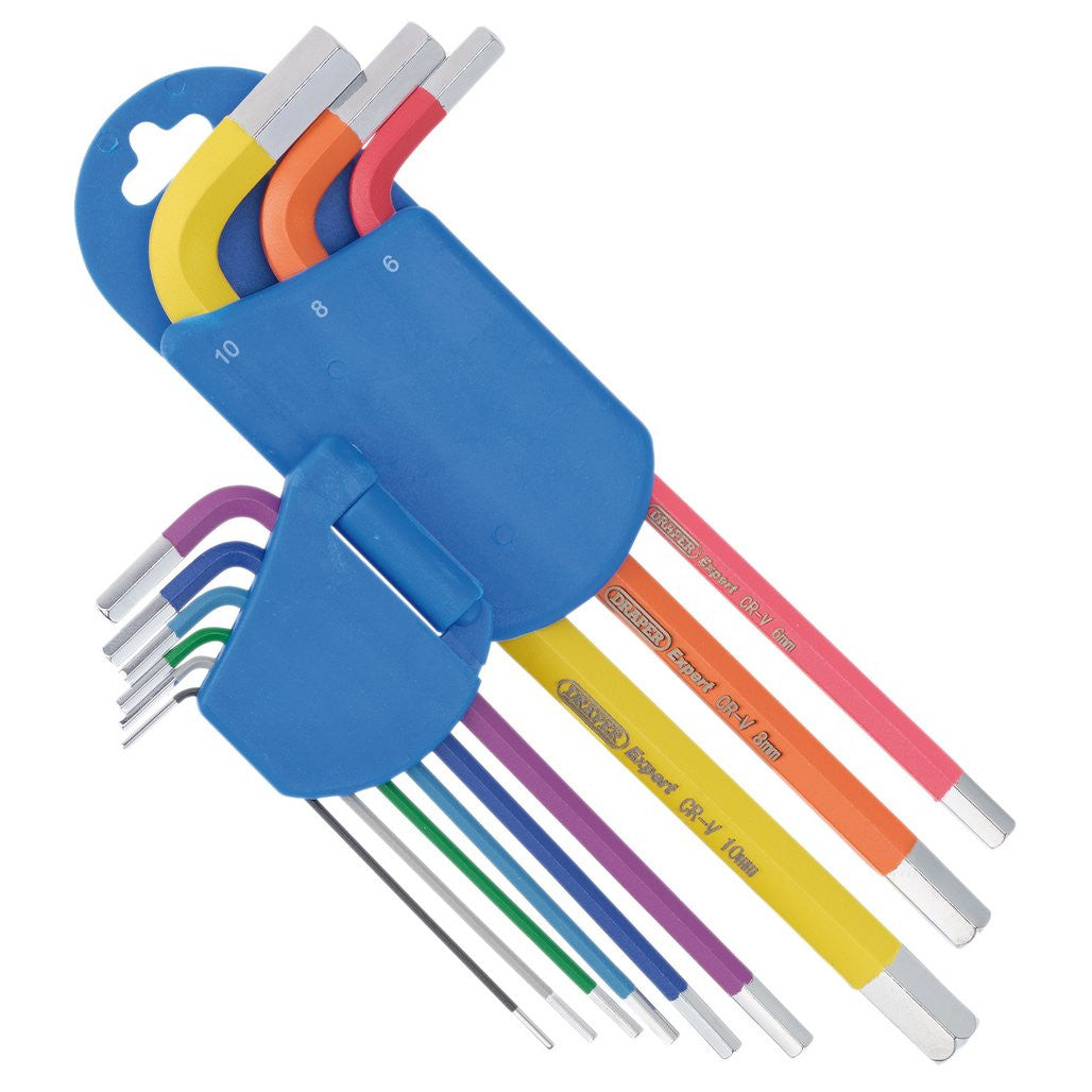 Draper Expert Metric Long Arm Hex Key Set, Colour Coded (9 Piece)  04905