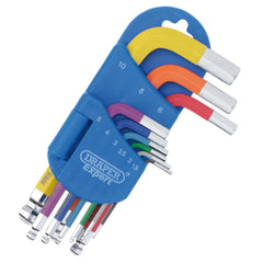 Draper Expert Metric Short Arm Ball End Hex Key Set, Colour Coded (9 Piece)  04912