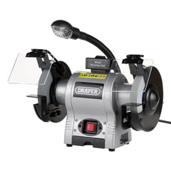 Draper Bench Grinder with Work light, 150mm, 370W  05095