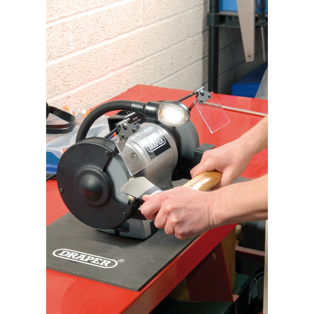 Draper Bench Grinder with Work light, 150mm, 370W  05095
