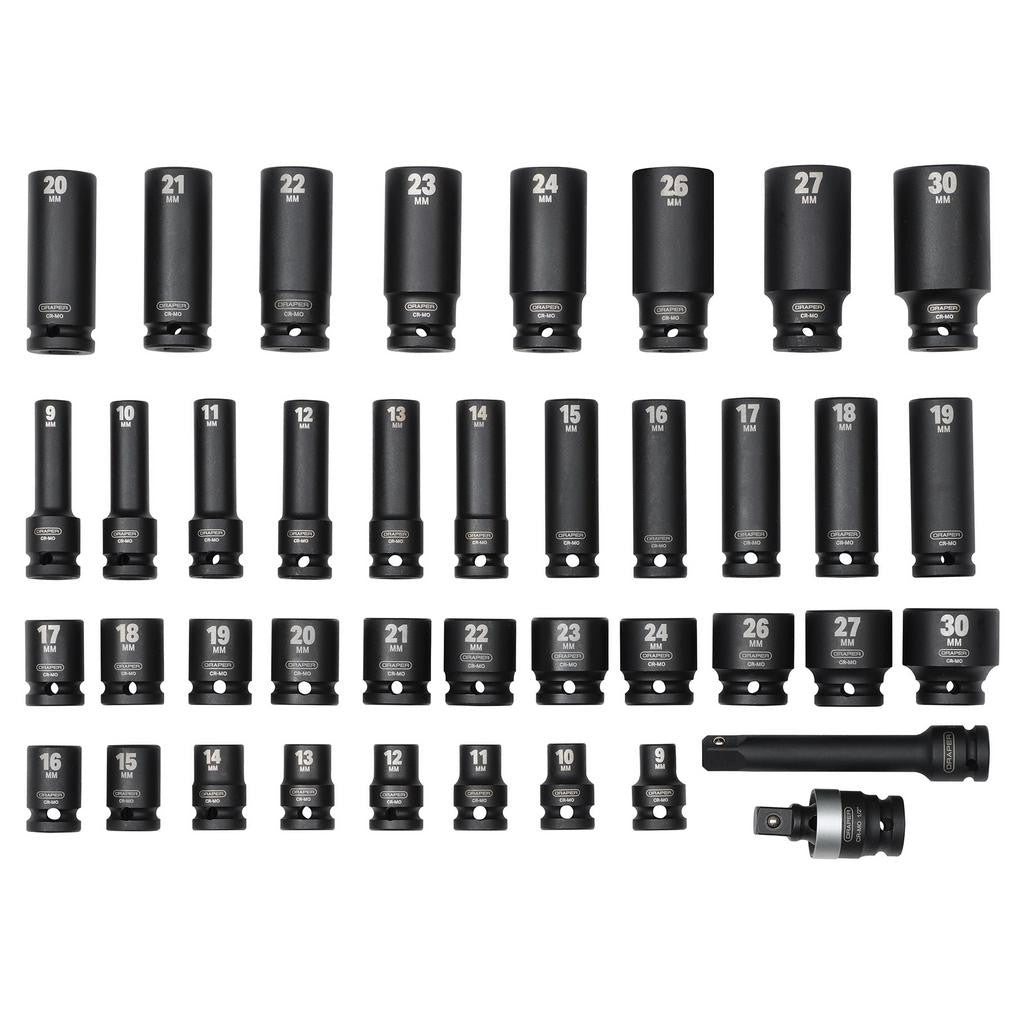 Draper Hi-TORQ® Impact Socket Set, 1/2" Sq. Dr. (40 Piece)  07106