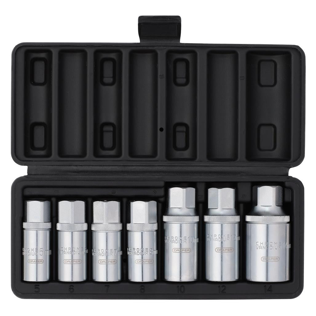 Draper Stud Extractor Set, 3/8" Sq. Dr., 1/2" Sq. Dr. (7 Piece)  07119