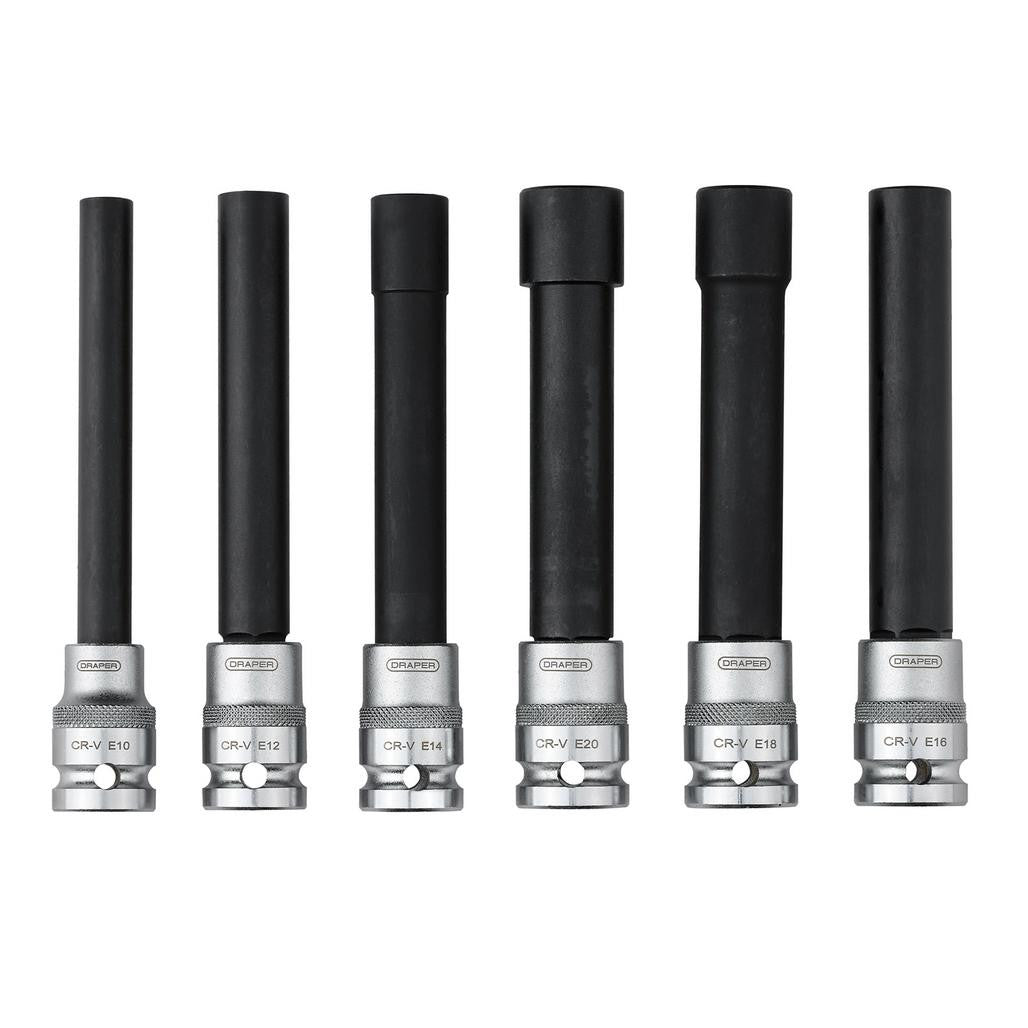 Draper Extra Long E-Type Sockets, 1/2" Sq. Dr. (6 Piece)  07125
