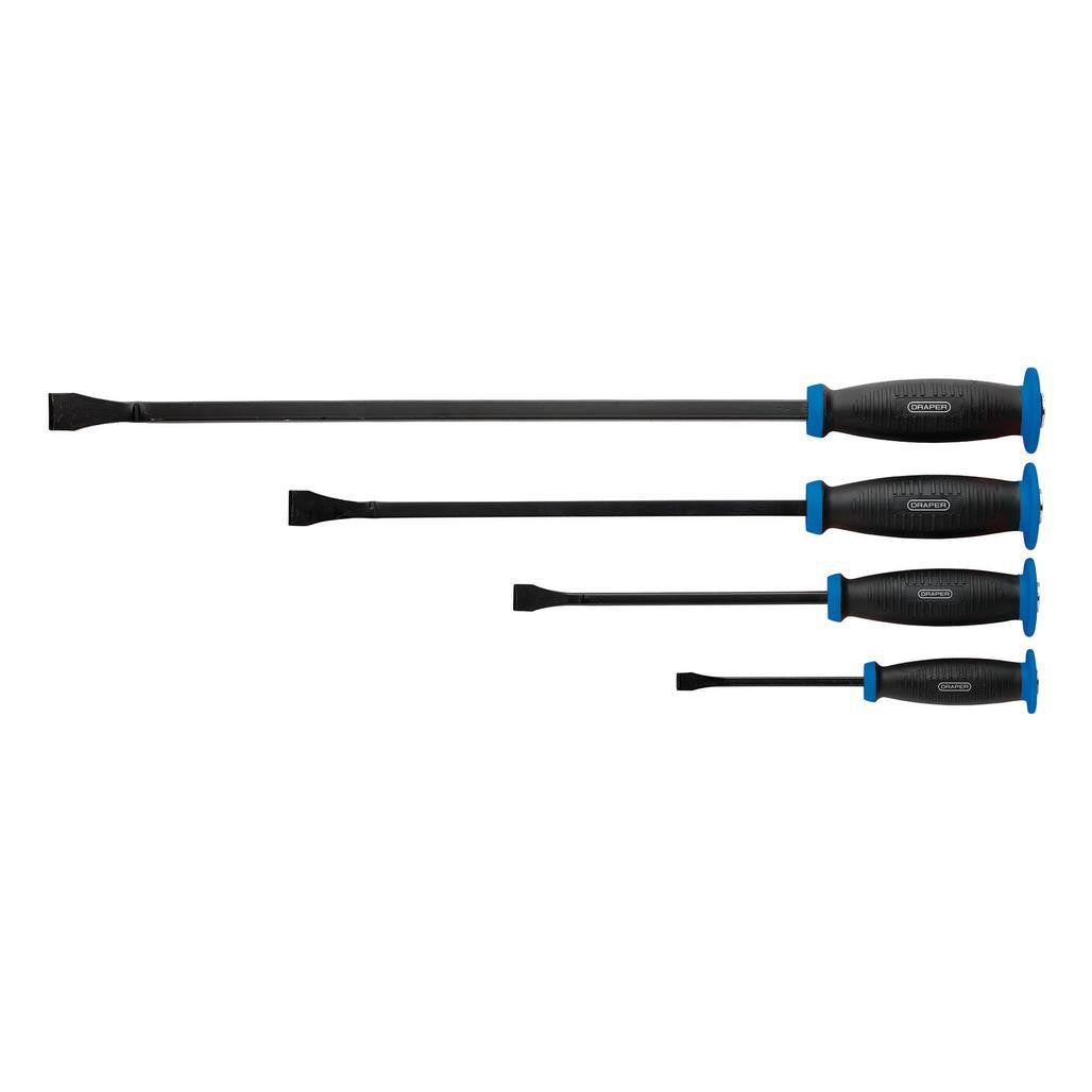 Draper 'Pound Thru' Soft Grip Pry Bar Set with Hand Guard (4 Piece)  08559