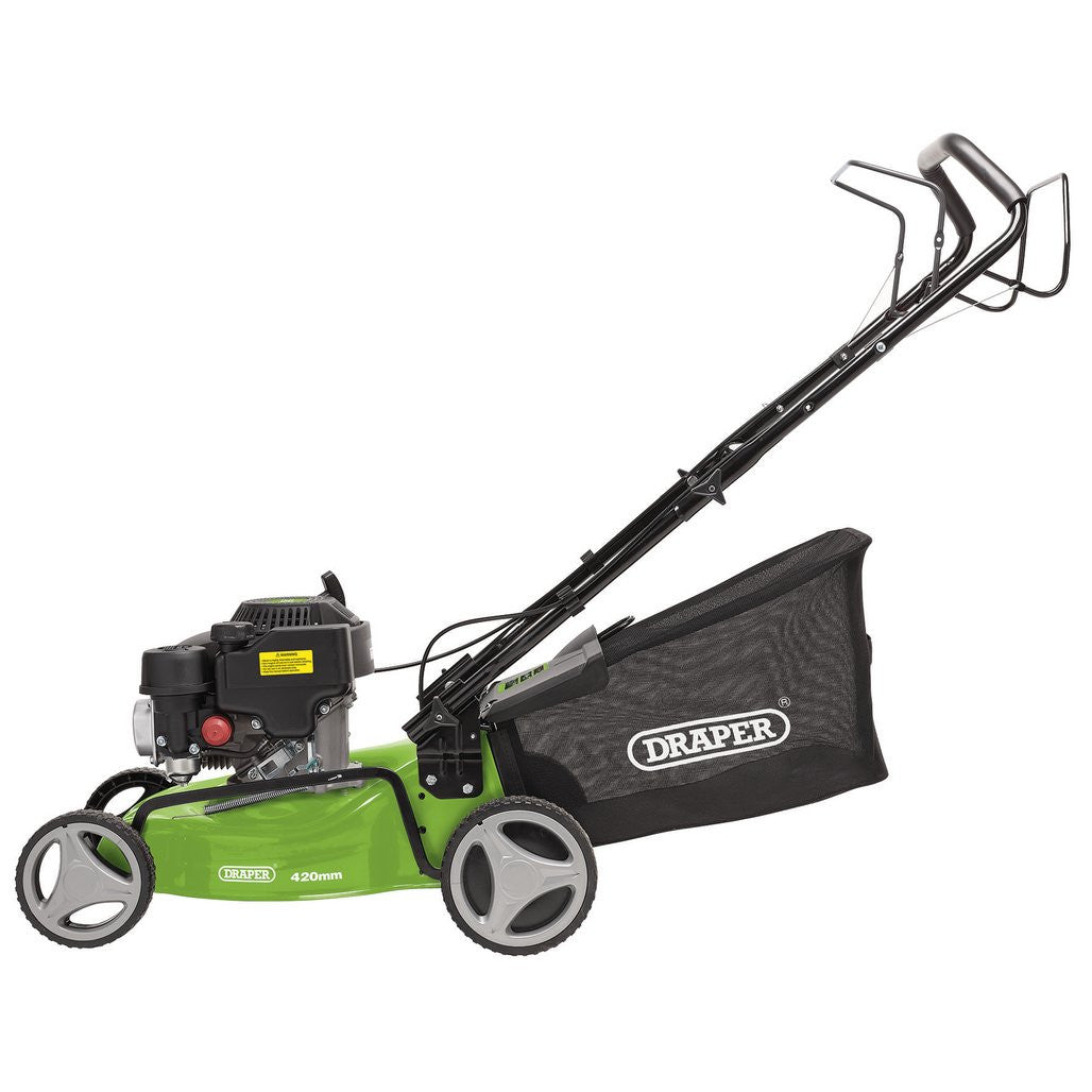 Draper Steel Deck Petrol Lawn Mower, 410mm, 132cc/3.3HP  08671