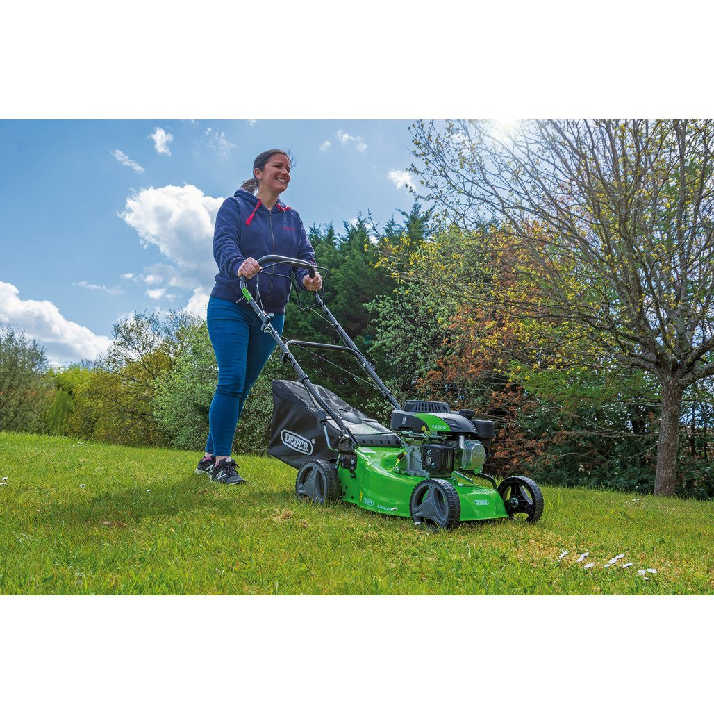 Draper Steel Deck Petrol Lawn Mower, 410mm, 132cc/3.3HP  08671