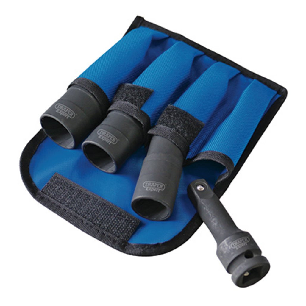 Draper Expert Wheel Nut Double Impact Socket Kit, 1/2" Sq. Dr. (4 Piece) 09539
