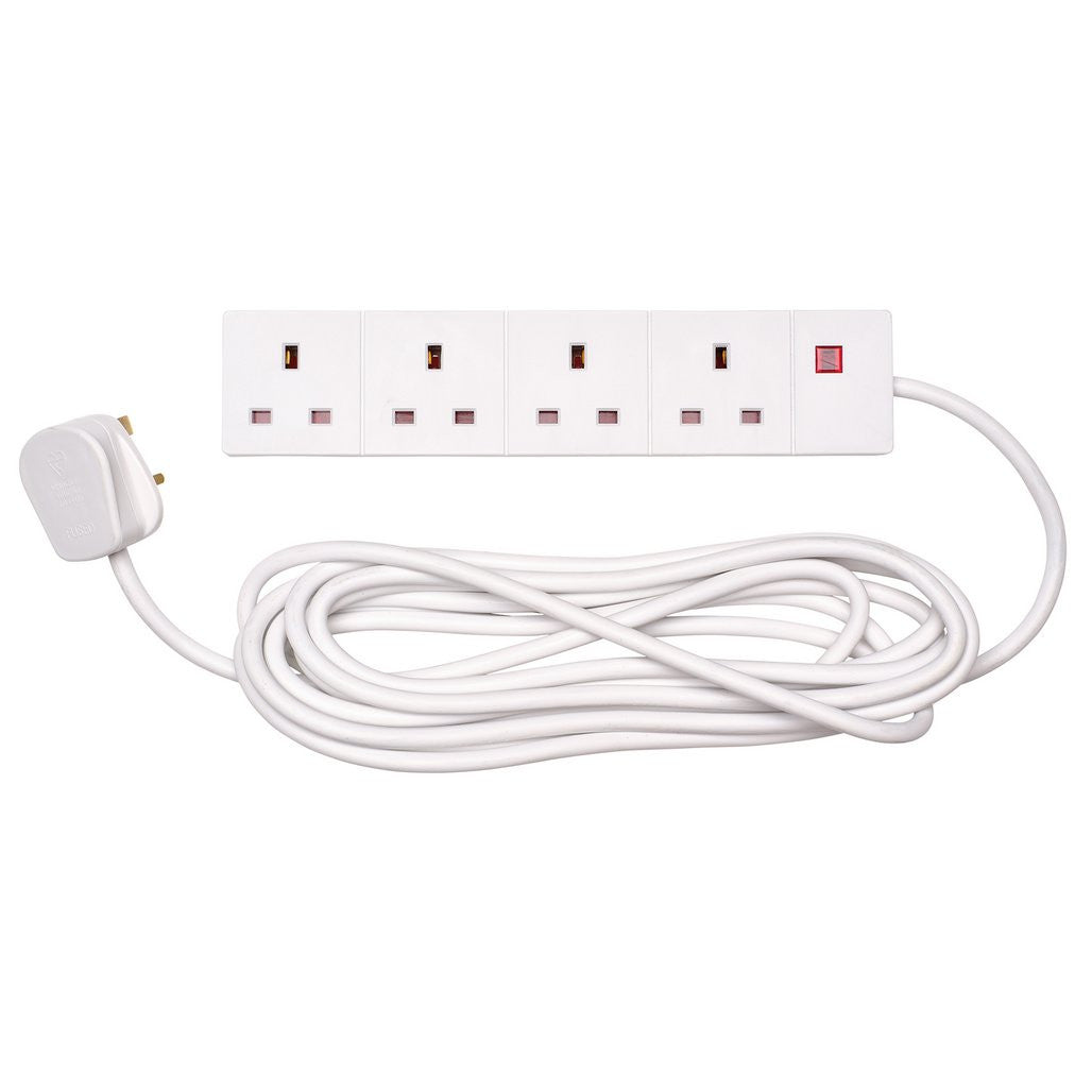 Draper Four Socket Extension Lead with Neon Indicator, 5m 09658
