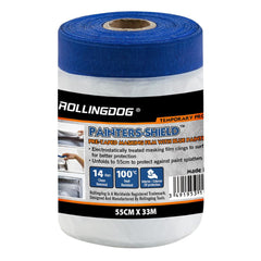 Draper ROLLINGDOG PAINTERS-SHIELD™ Blue Pretaped Masking Film, 33m x 55cm  09662