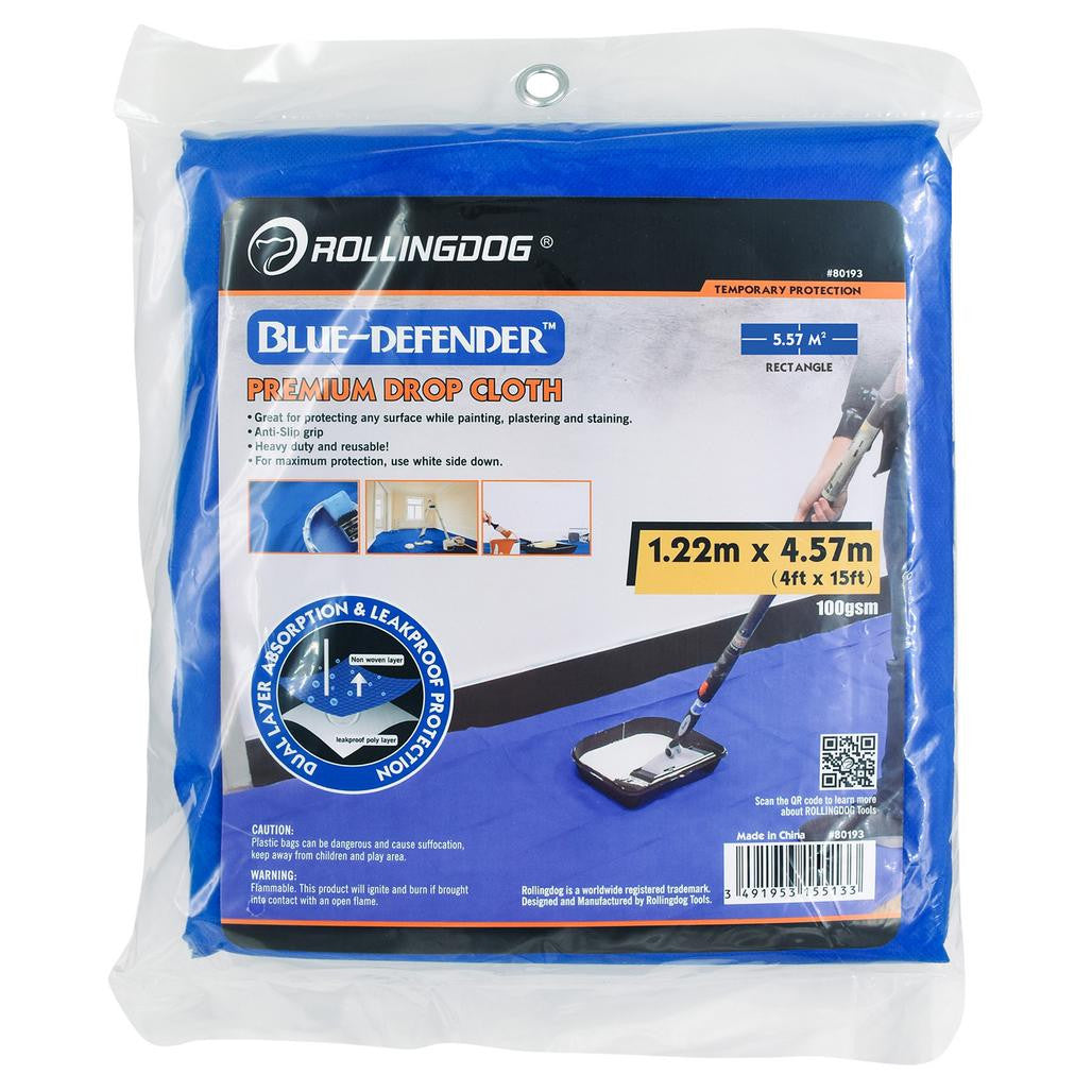 Draper ROLLINGDOG BLUE-DEFENDER™ Premium Drop Cloth, 1.2 x 4.5m  09664