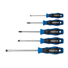Draper Soft Grip Screwdriver Set, 3 x Plain Slot, 2 x PZ TYPE (5 Piece)  09783