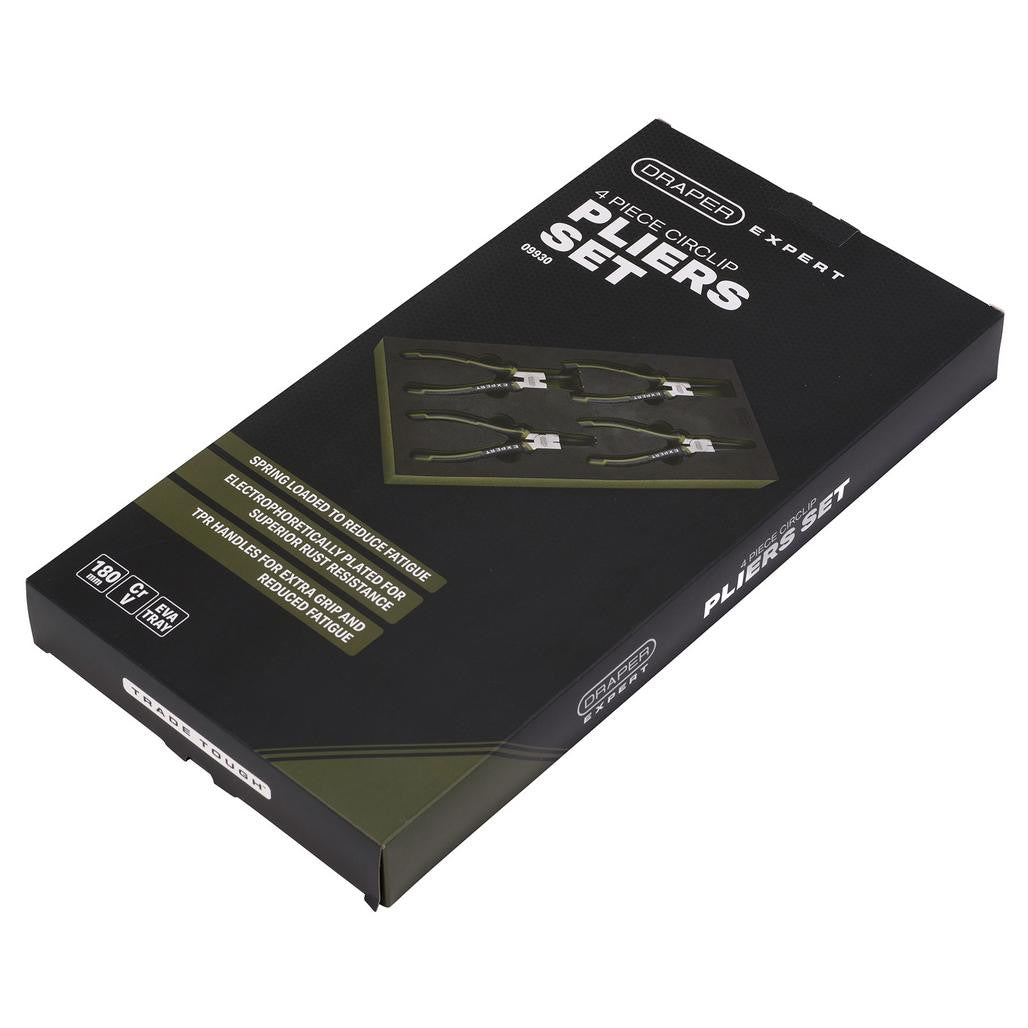 Draper Draper Expert Circlip Pliers Set in EVA Foam Tray, 180mm (4 Piece)