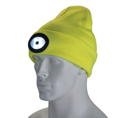 Draper Beanie Hat with Rechargeable Torch, One Size, 1W, 100 Lumens, High-vis Yellow