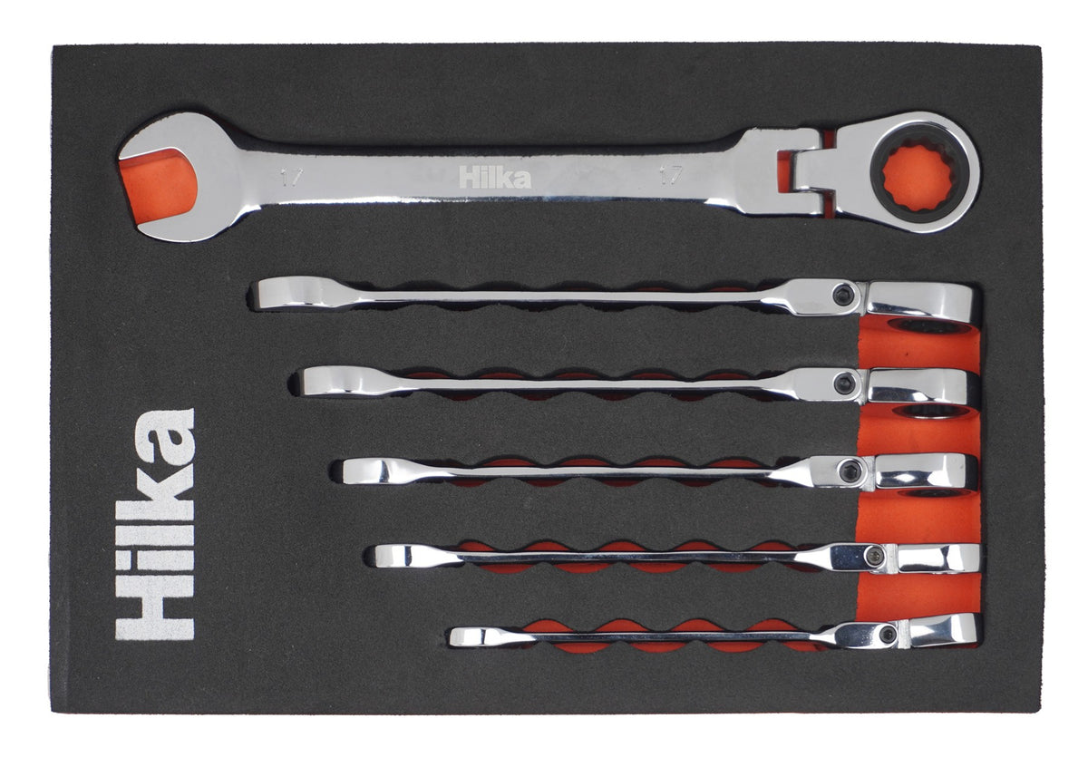 Hilka 6 pce EVA Ratchet Spanner Set with Flexible Head Metric 11405506