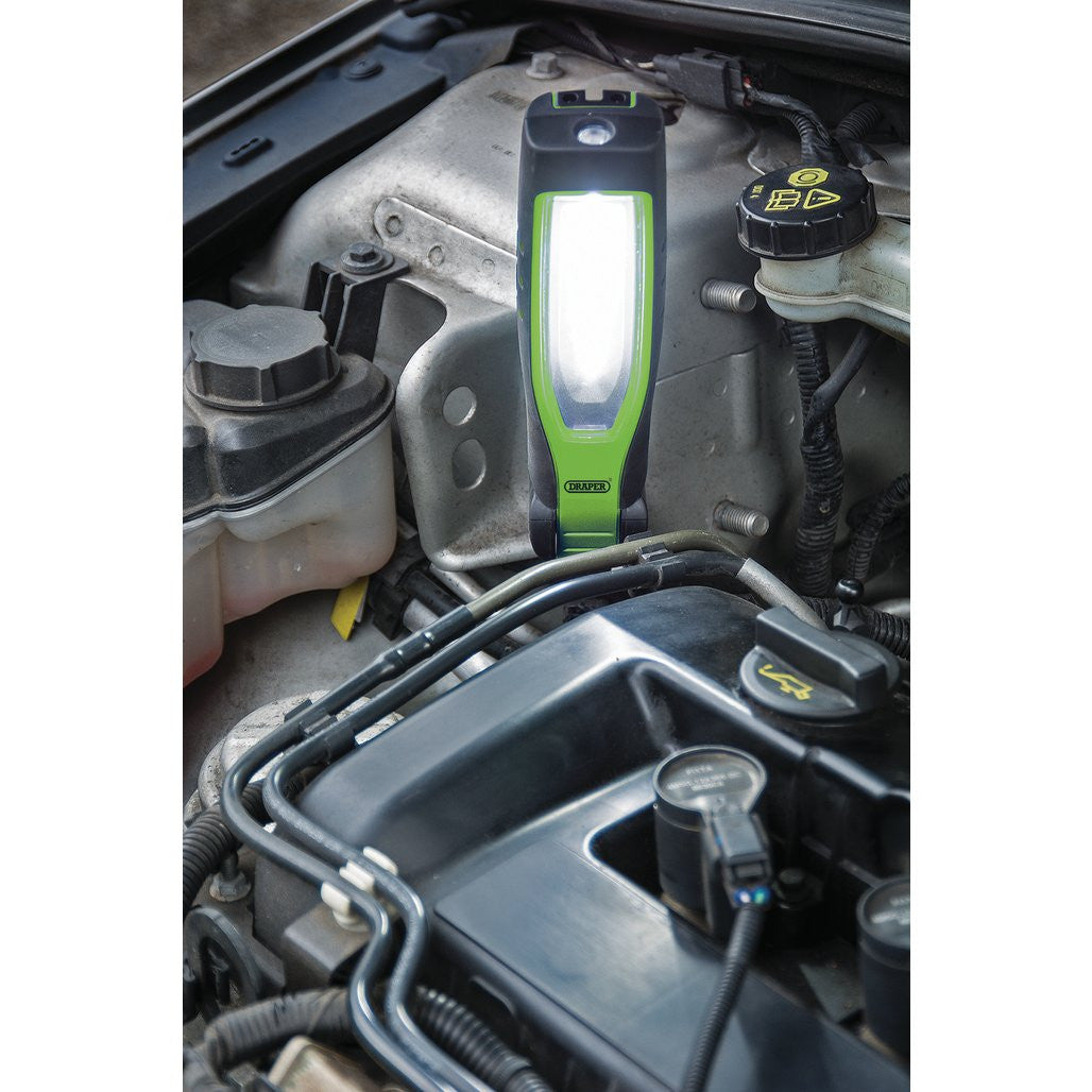 Draper COB/SMD LED Rechargeable Inspection Lamp, 7W, 700 Lumens, Green, 1 x USB Cable Supplied  11759