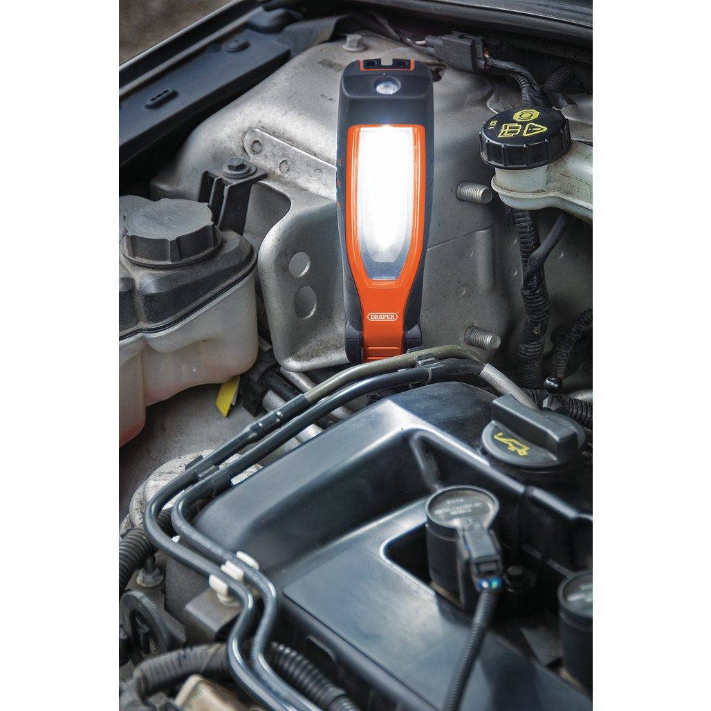 Draper COB/SMD LED Rechargeable Inspection Lamp, 7W, 700 Lumens, Orange, 1 x USB Cable Supplied  11761