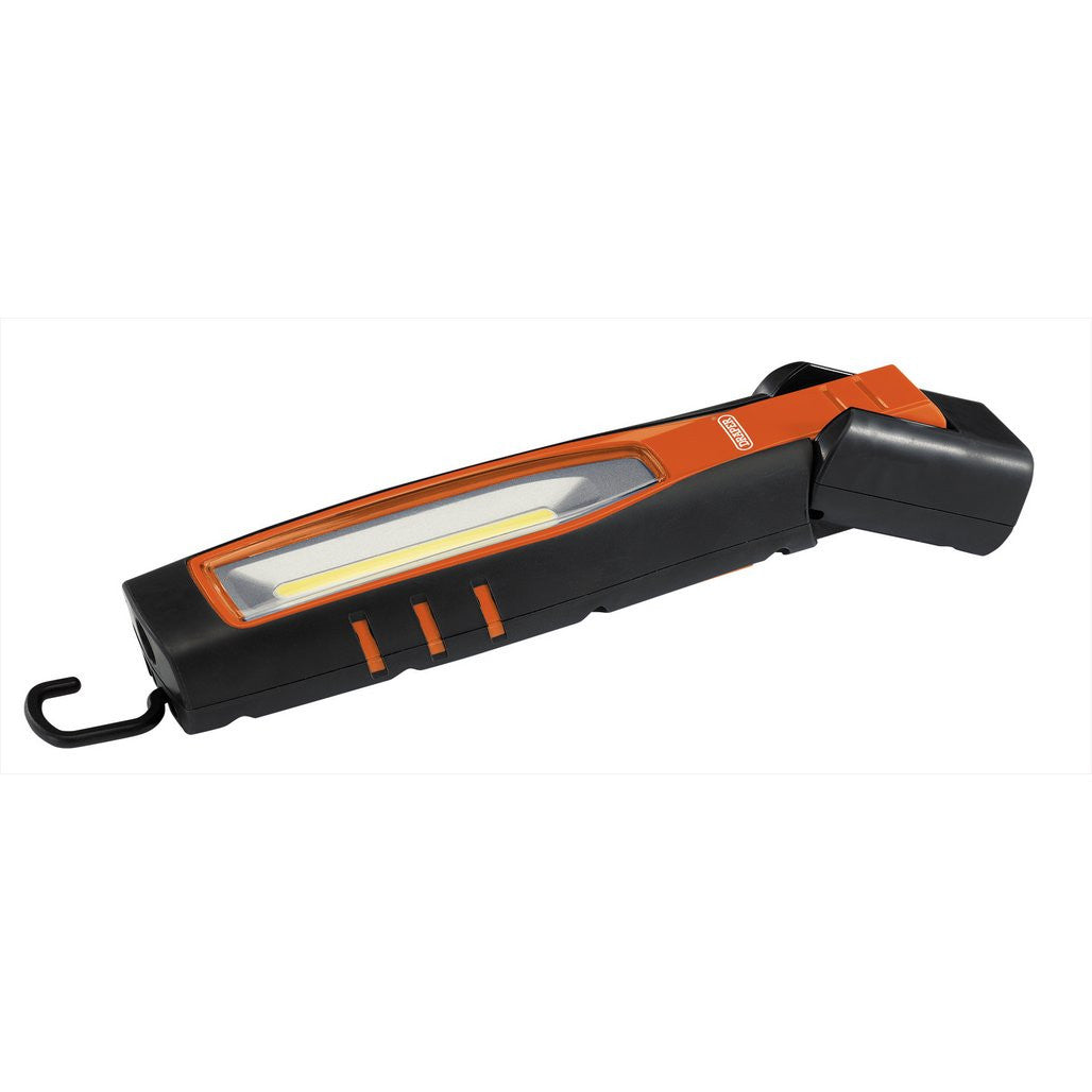 Draper COB/SMD LED Rechargeable Inspection Lamp, 10W, 1,000 Lumens, Orange,  1 x USB Charging Socket Supplied  11766