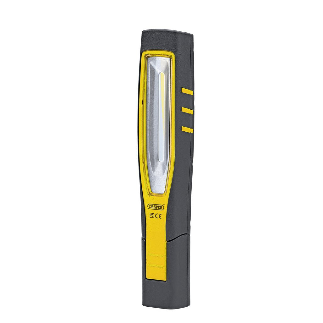 Draper COB/SMD LED Rechargeable Inspection Lamp, 10W, 1,000 Lumens, Yellow,  1 x USB Charging Socket Supplied  11767
