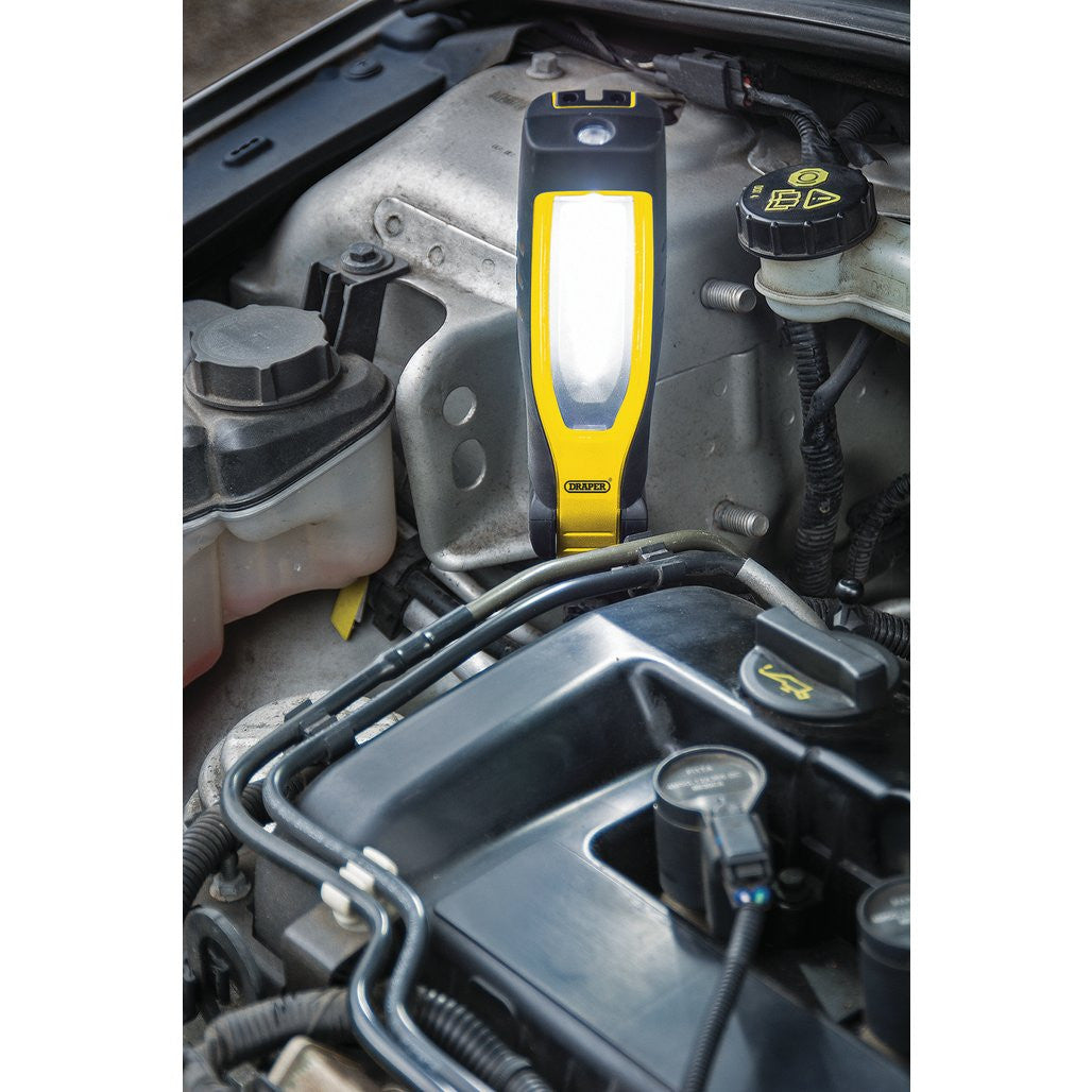 Draper COB/SMD LED Rechargeable Inspection Lamp, 10W, 1,000 Lumens, Yellow,  1 x USB Charging Socket Supplied  11767