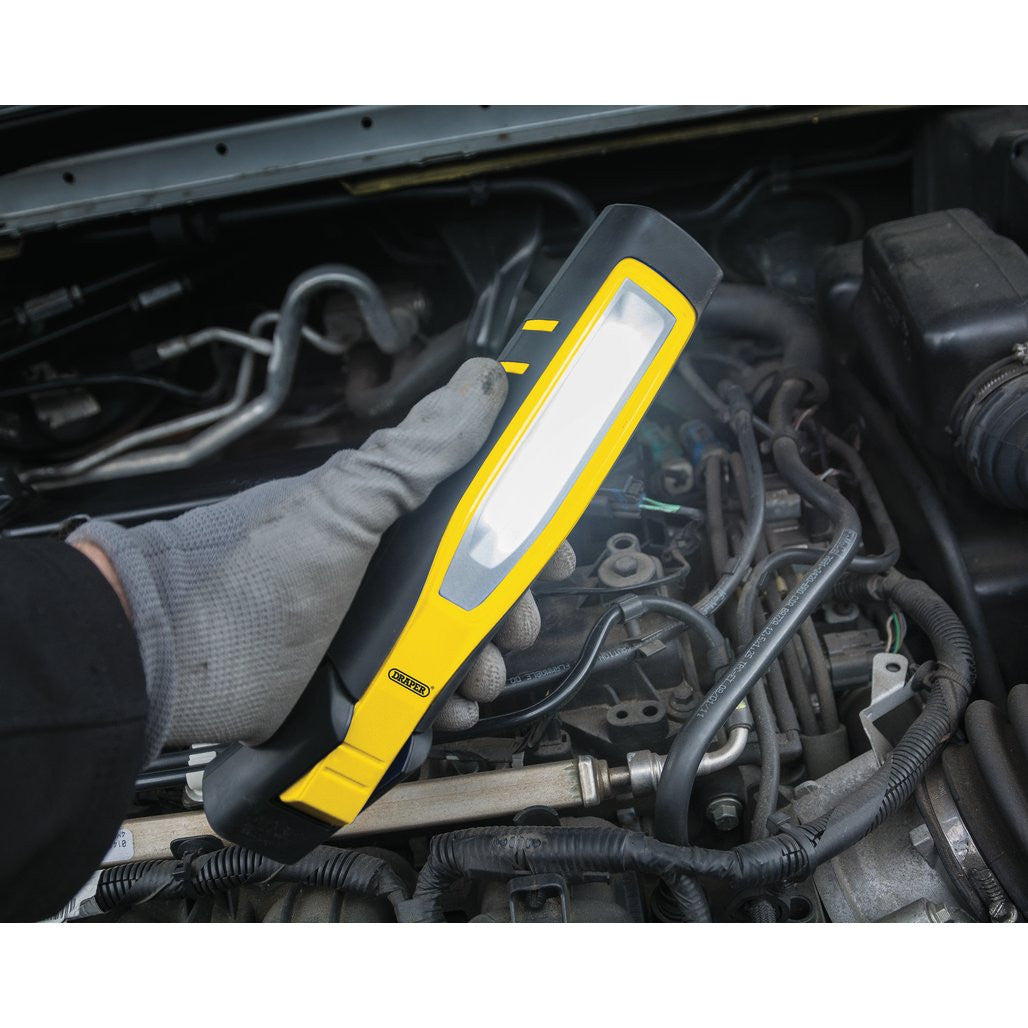 Draper COB/SMD LED Rechargeable Inspection Lamp, 10W, 1,000 Lumens, Yellow,  1 x USB Charging Socket Supplied  11767