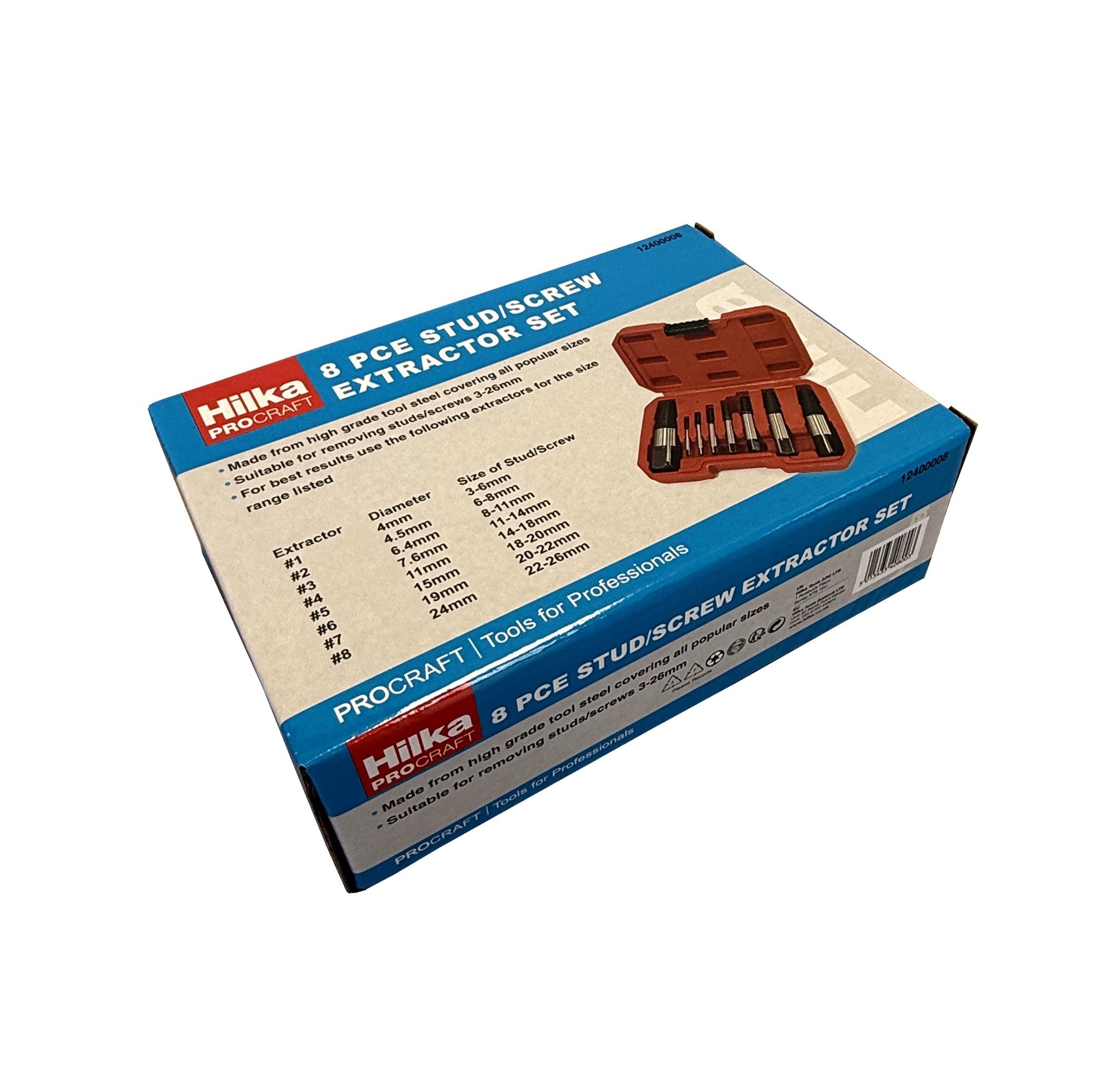 Hilka 8 pce Stud Screw Extractor 12400008