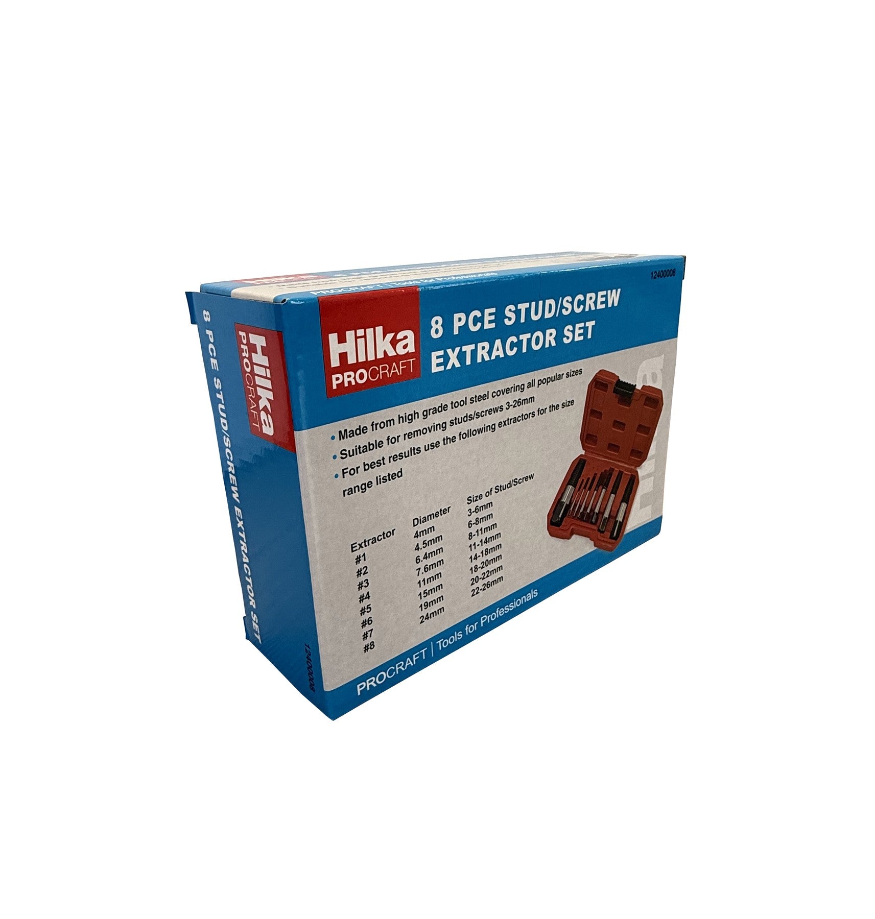 Hilka 8 pce Stud Screw Extractor 12400008