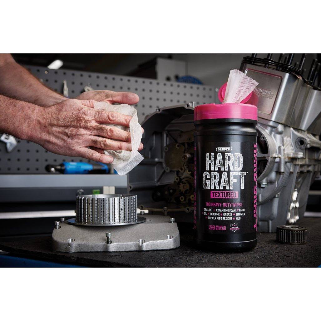 Draper Hard Graft Multipurpose Textured Wipes (Tub of 100)  12435